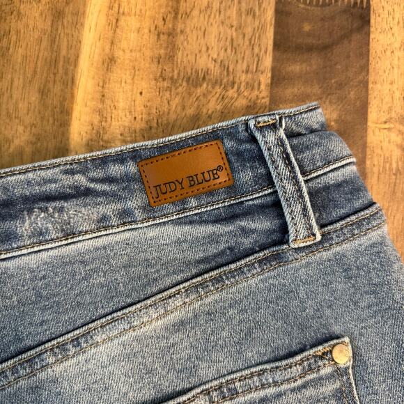 Judy Blue Los Angeles Women's Straight Shooter Denim Jean Distressed Blue Sz 20W - Picture 9 of 9